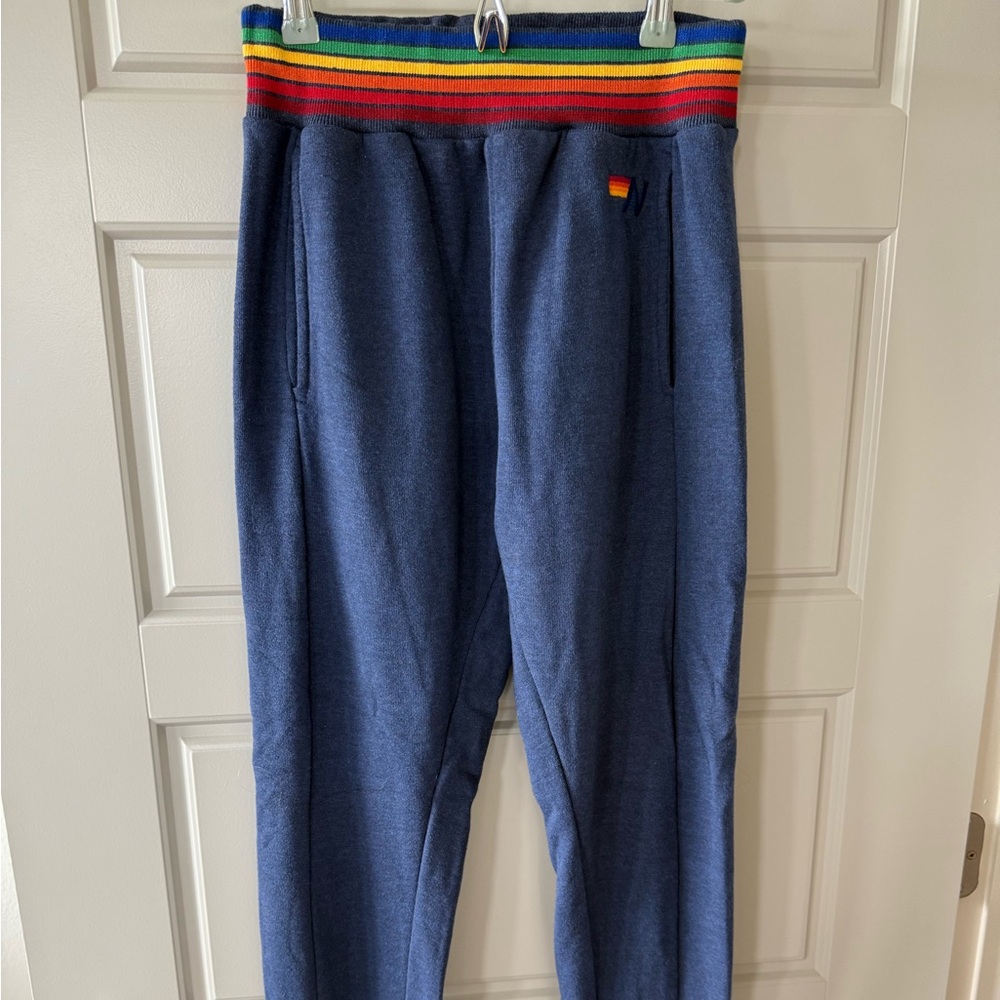 Aviator Nation navy zip up and joggers with Rainbow Detail price is for the set